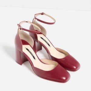 Zara ankle strap block heels